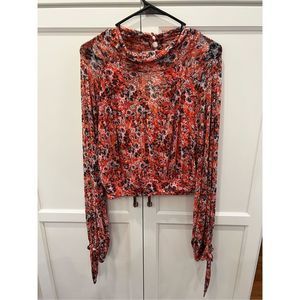 Free People Floral Blouse - Red and Black